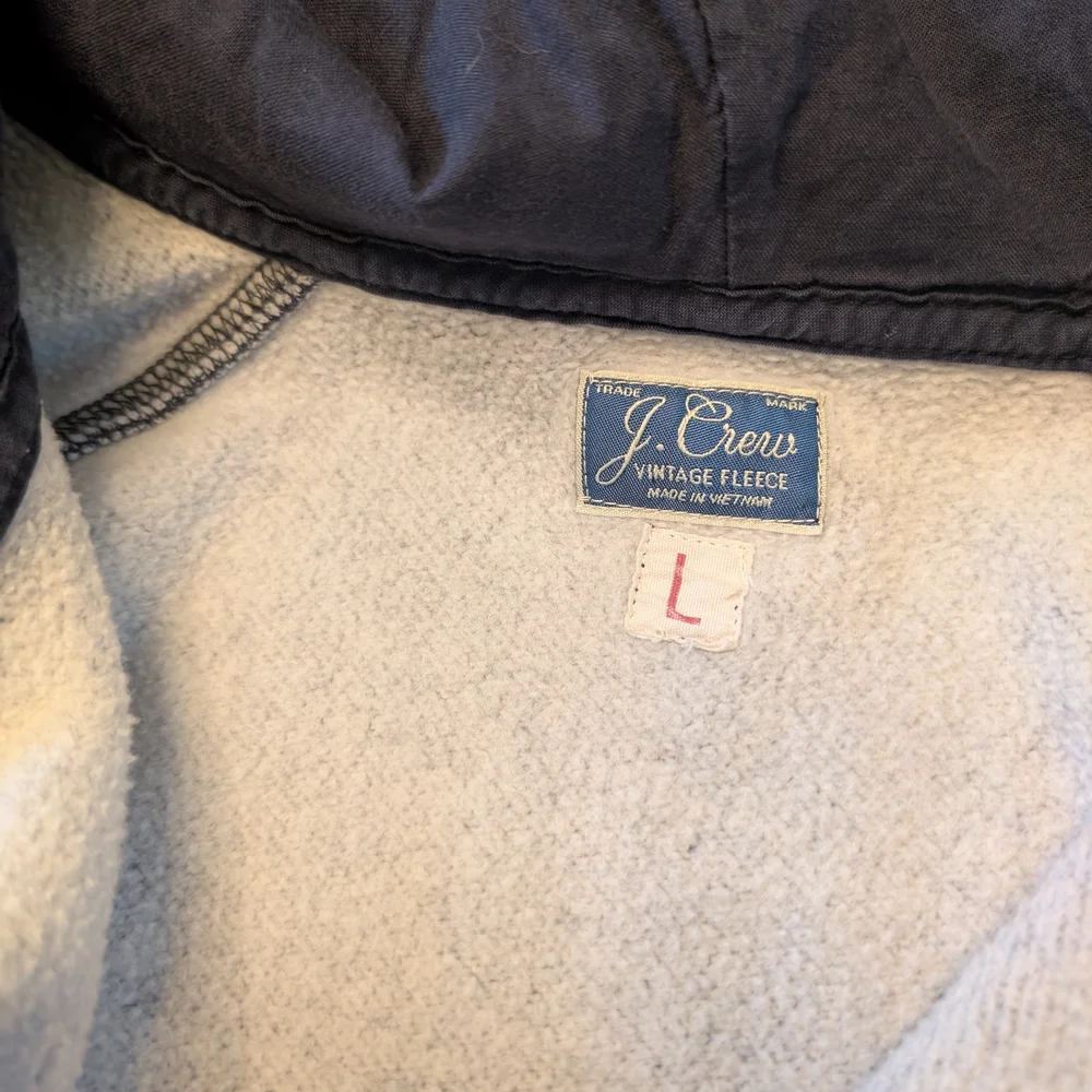 J. Crew Vintage Fleece Blue Hoodie Button Henley Pullover